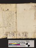 St Peter Port: Greffe, Langlois C.2 Notebook containing list of properties on Fief Le Comte that pay Champart (pre-1592) (2) front inside